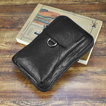 New fanny pack mens first layer sheepskin shoulder crossbody casual wear belt satchel multi-function mobile phone small hanging bag