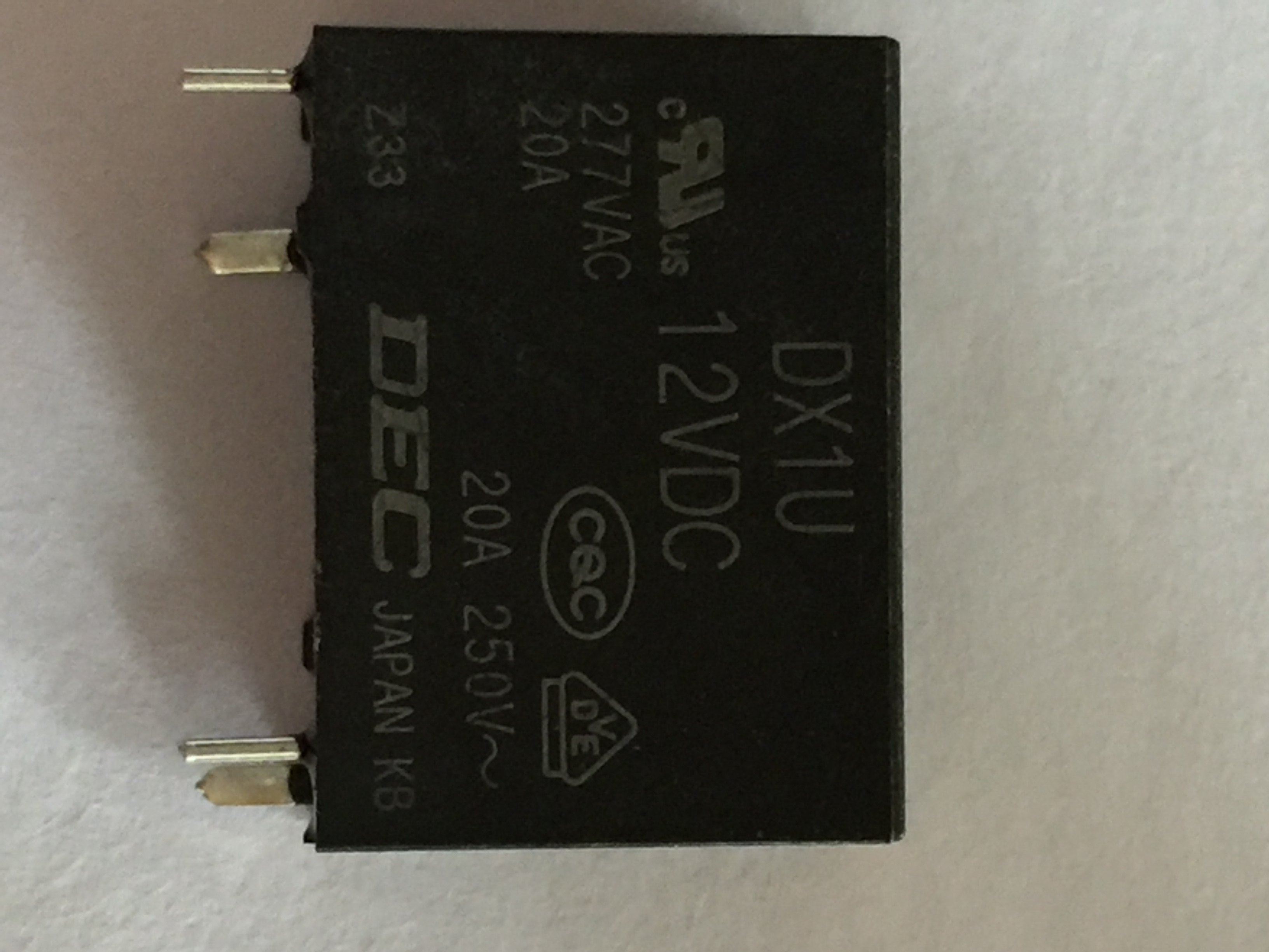 Brand new original DEC relay DX1U-12VDC 20A 250V 277VAC 4 feet