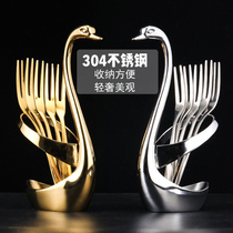 304 stainless steel fruit fork cake moon cake fork creative cute Cygnus dessert fork set household chopsticks