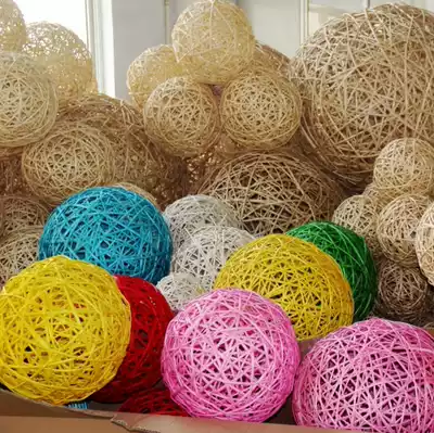 Rattan ball decorative ball Willow ball color ball round ball rattan weaving color ball mall hanging decoration