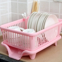 Kitchen drain rack Pour water plastic dishes put dishwashing Lishui bowl rack Household storage water leakage basket put bowl basin Single layer