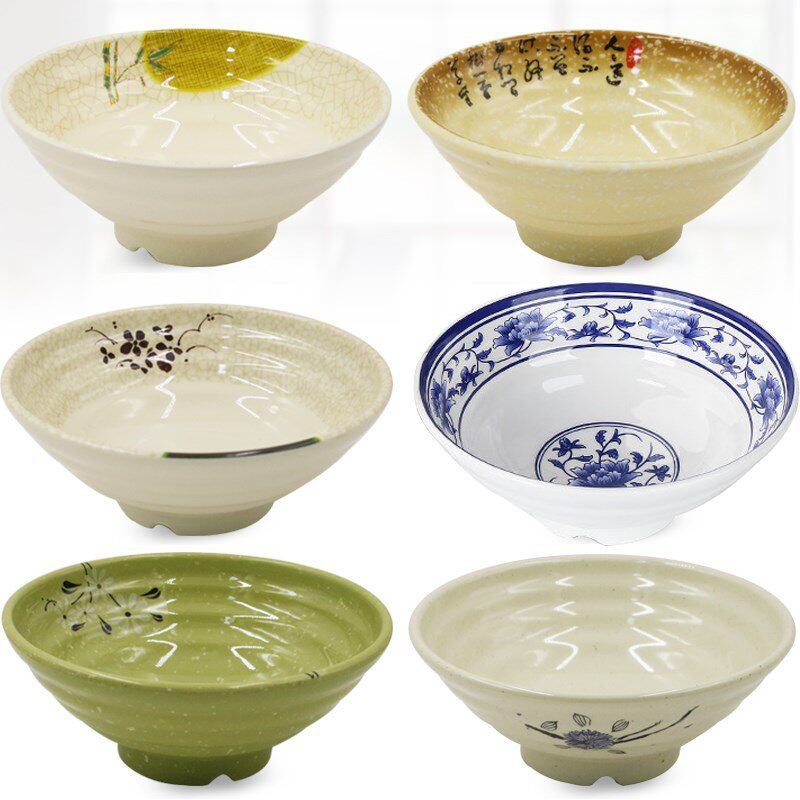 Large bowl imitation ceramic large creative personality home to eat Shaanxi noodles bowl soup powder bowl commercial blue edge bowl old-fashioned
