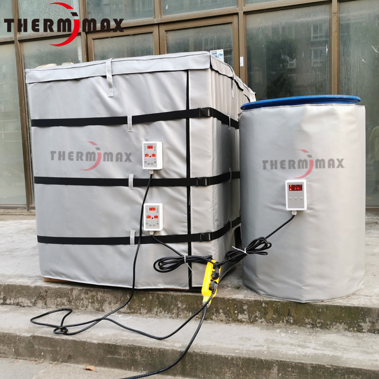 High temperature double zone 1000 liters IBC tons barrel heating blanket electric hot cover with top cover with independent digital temperature control