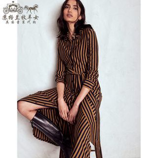 英国Boden代购 女装26春新款 英伦条纹长袖中长裙衬衫裙连衣裙子
