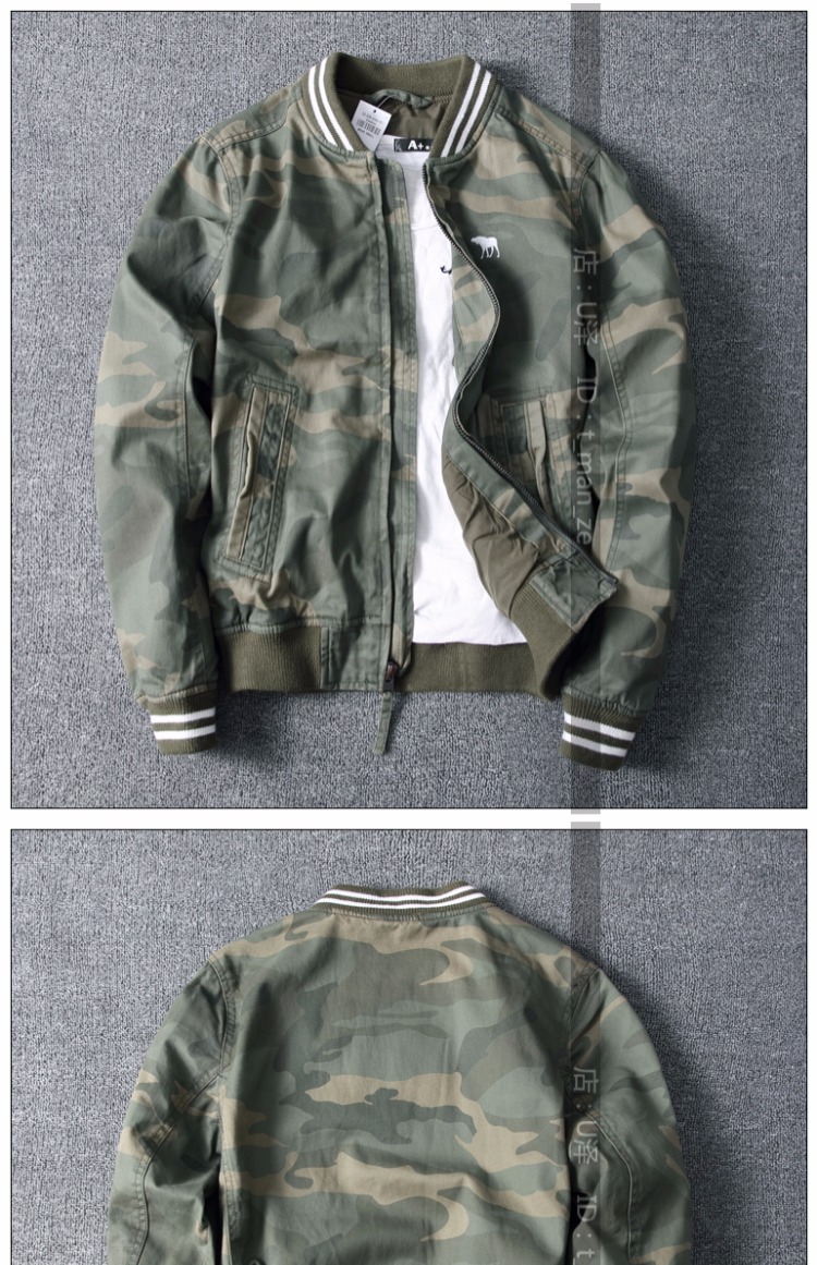 Mẫu mùa thu đông Nhật Bản và Hàn Quốc thời trang nam đơn giản cotton dày Slim màu ngụy trang áo khoác bóng chày áo bomber adidas