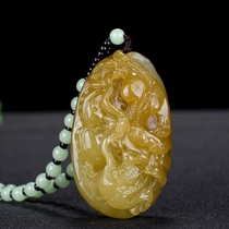 Natural sugar white jade dragon Jade Pei Xinjiang blue and white jade carved dragon pendant and jade zodiac Dragon pendant Jade