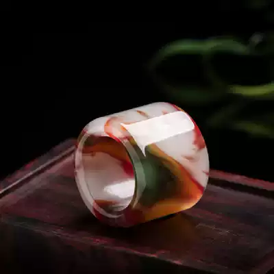 Natural Xinjiang Hetian jade golden silk jade finger ring for men and women color jade finger ring