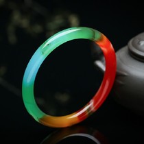 Natural Xinjiang Hetian jade color jade fine strip smooth bracelet jade bracelet jewelry womens model