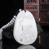 Xinjiang Hetian Jade White Jade Maitreya Buddha laughing Buddha brand Yuping An brand mutton white jade pendant to ensure safety