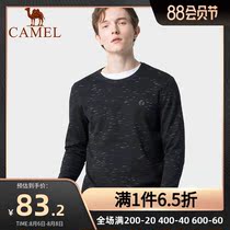Camel mens autumn youth solid color round neck long-sleeved t-shirt daily casual top mens trend