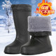 冬季保暖雨鞋 男女中高筒加棉雨靴防滑轻便EVA泡沫加绒加厚防水鞋