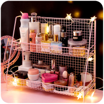  Cosmetics storage box Desktop shelf Wrought iron skin care rack Dormitory office desk student ins Korean style