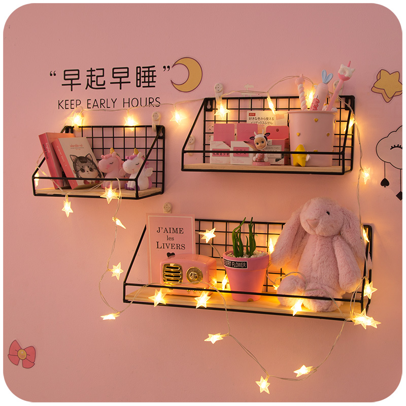 Wall shelf Dormitory bunk wall hanging storage bed net red hanging rack Girl heart bed rental good things