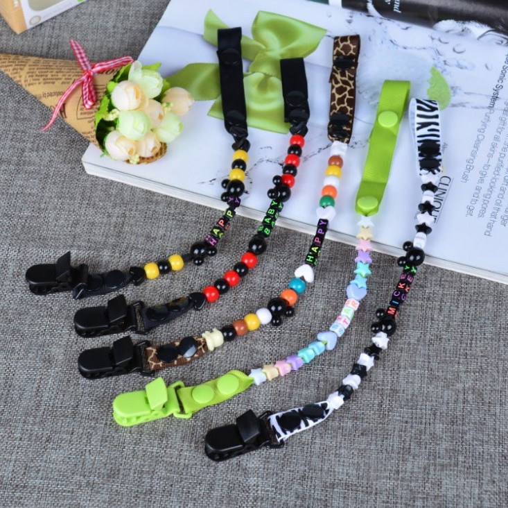 2 diy baby pacifier chains Cute Beaded letter pacifier anti-drop chain Toy anti-drop chain