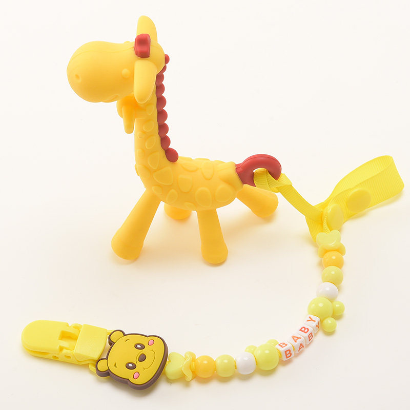 Baby giraffe fixed teeth baby silicone grinding toys can boil toy
