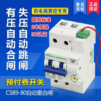 Dedicated reclosing circuit breaker for prepaid meter electric energy meter external circuit breaker CSB9-80A 63A two phase