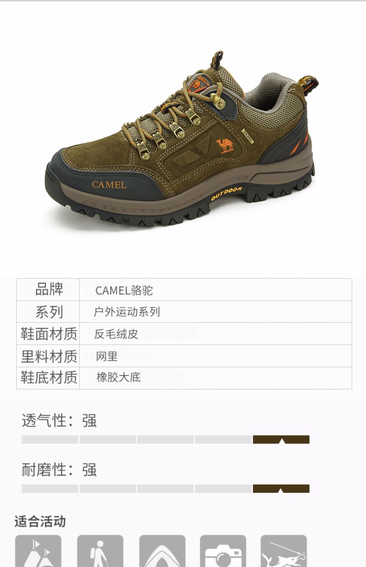 Giày lạc đà ngoài trời Camel Camel giày nam 2019 ngoài trời giày da sốc hấp thụ giày trượt patin off-road giày nam - Khởi động ngoài trời giầy bảo hộ ziben