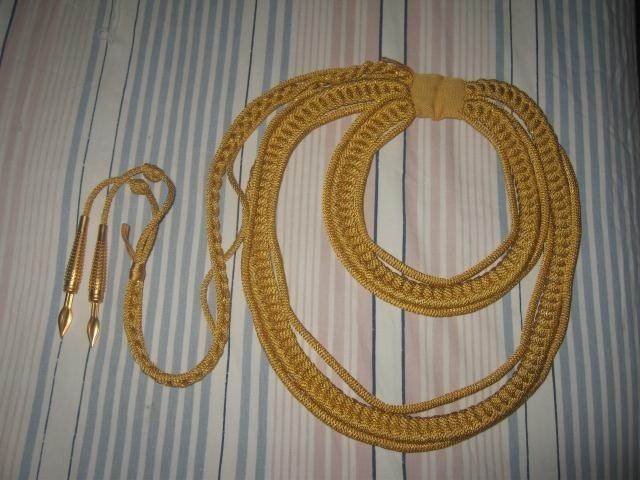 Rare honor guard double ring tape metal sling pendant with gold wire