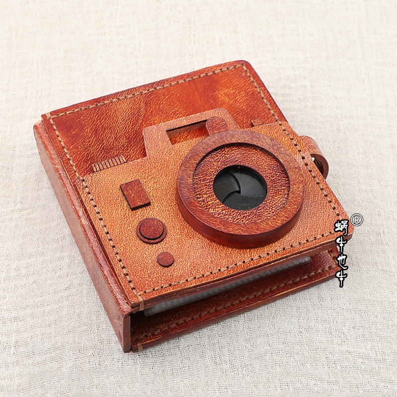 Handmade Genuine Leather Photo Album, Original Creative Camera Lens Small Mechanism Photo Album, Polaroid Postcard Commemorative Storage Album