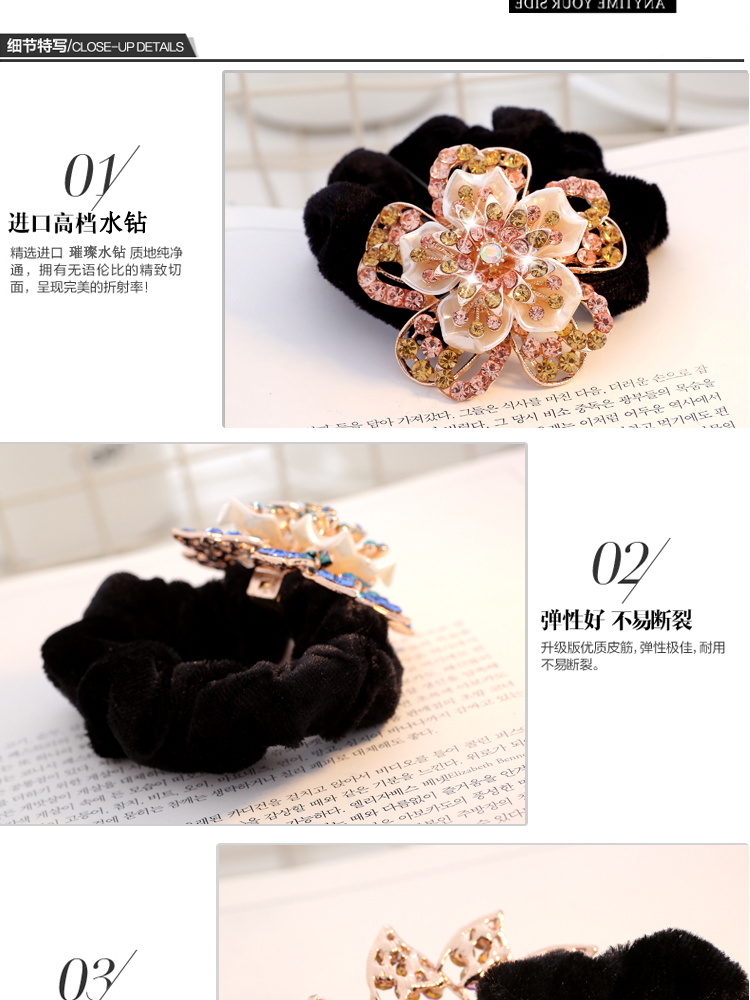 Hàn quốc rhinestone flannel tóc vòng pha lê tóc phụ kiện tóc rope tấm kẹp tóc ponytail hoa bóng head ban nhạc cao su đồ trang sức