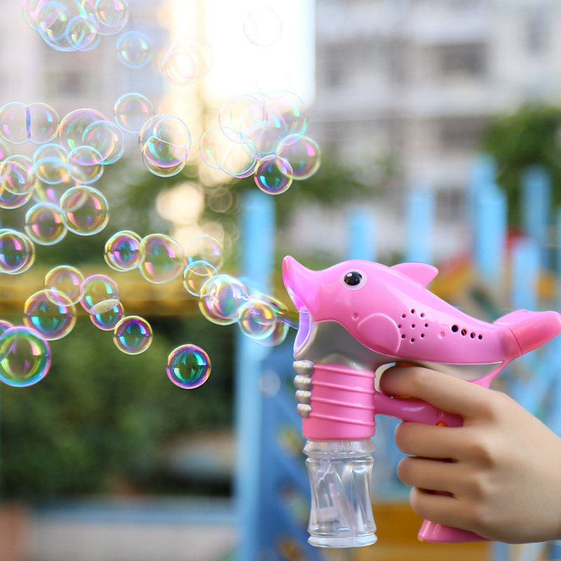 Shake sound with the same bubble machine Electric bubble blowing gun stick automatic children's toys Dolphin net red camera Girl heart