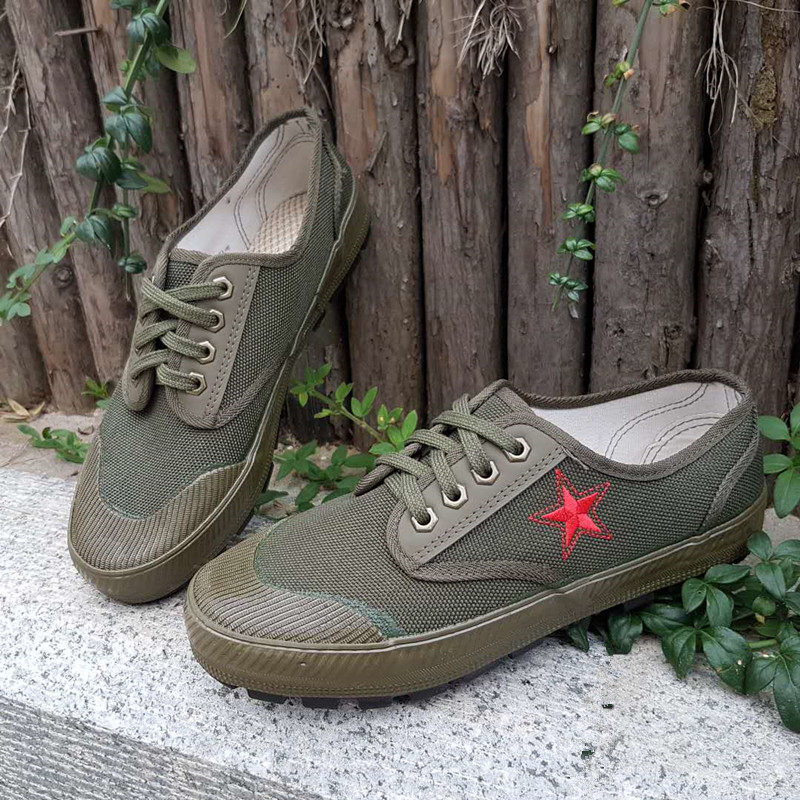 3517 new liberation shoes army green training shoes canvas thick-soled rubber shoes wear-resistant non-slip construction site work safety shoes men