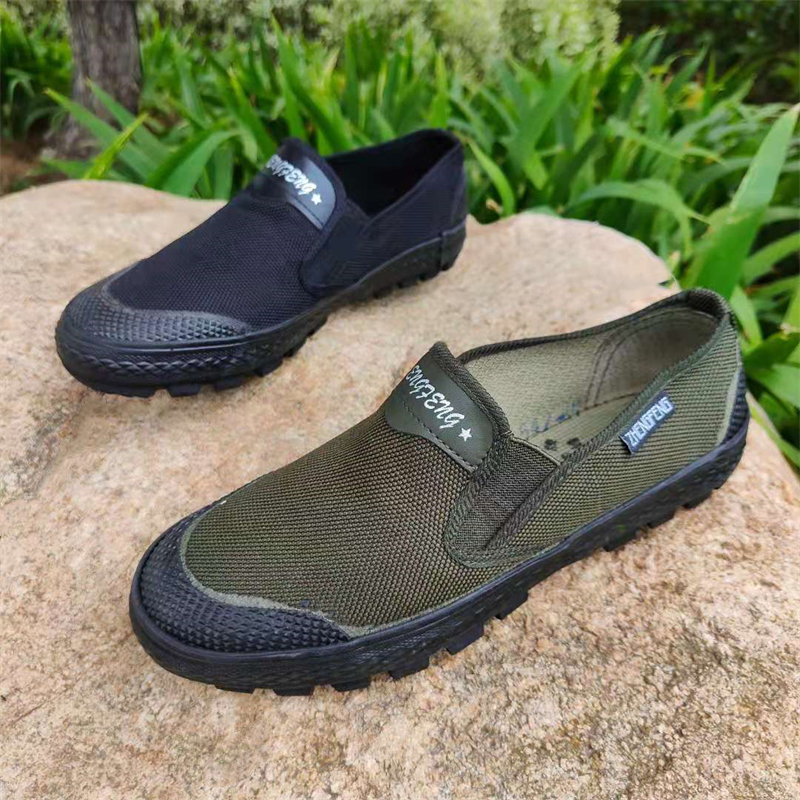 Xenfeng canvas shoes men with low-pin black camouflage single shoes anti-skid work sloth shoes lazy release shoes