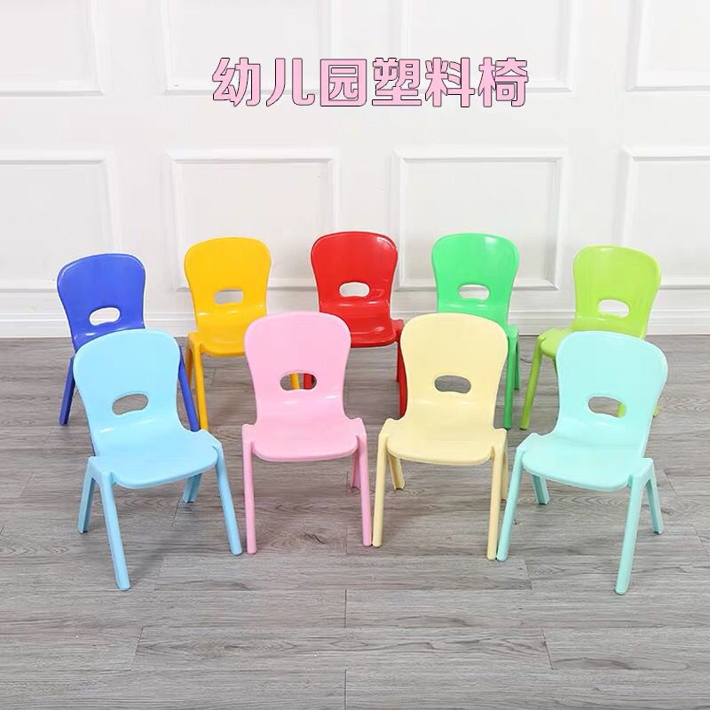 New kindergarten table and chair set children's plastic chair baby dining table chair with back non-slip glossy chair