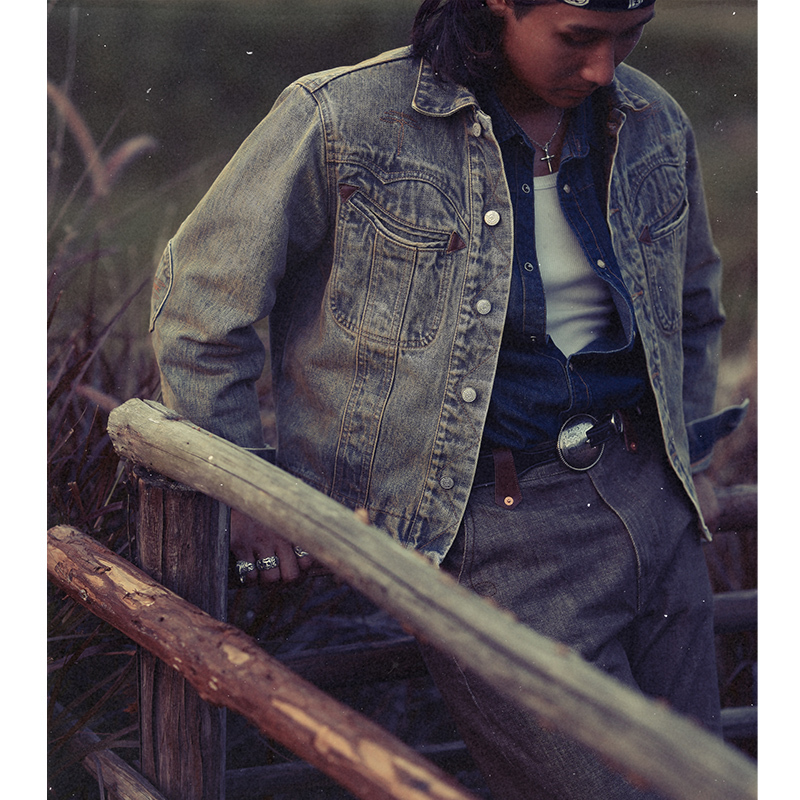 Western Series Yellow Mud Dyed Washed 100J Storm Rider Short Wide Selvedge Denim Jacket Mbbcar Narrow Width Western Series Yellow Mud Dyed Washed 100J Storm Rider Short Wide Selvedge Denim Jacket Mbbcar Narrow Width