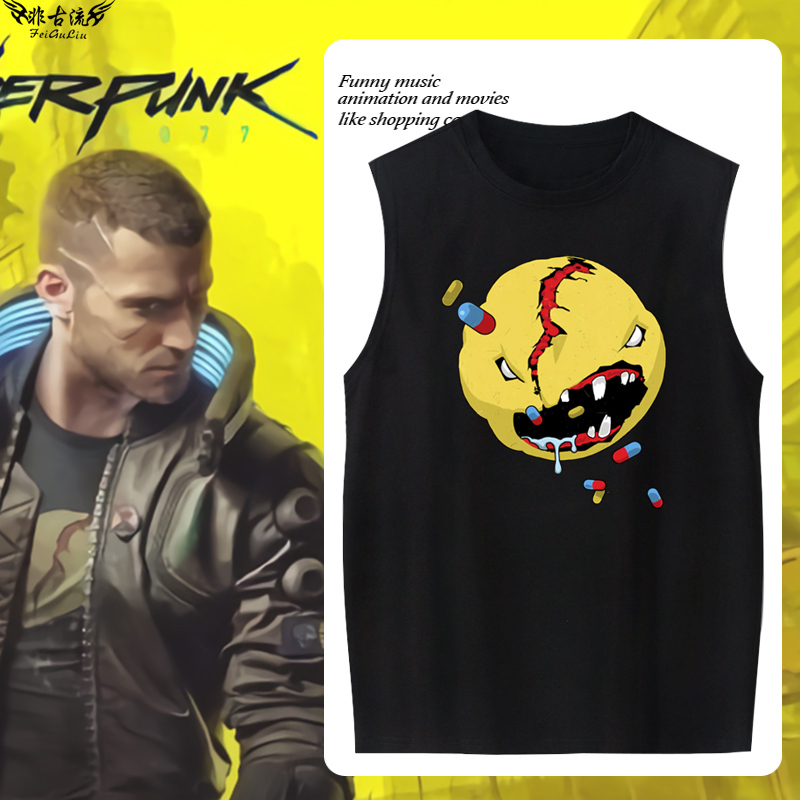 Cyberpunk 2077 Game Merchandise Vest V's Same Style T-Shirt Summer Pure Cotton Jack Cosplay Men's Tank Top Clothing