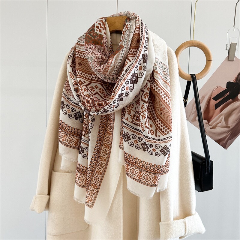 [Bohemian Style] Soft and Thin Water-Soluble Wool Scarf for Women, Autumn and Winter Melard Color Long Scarf, Warm Shawl