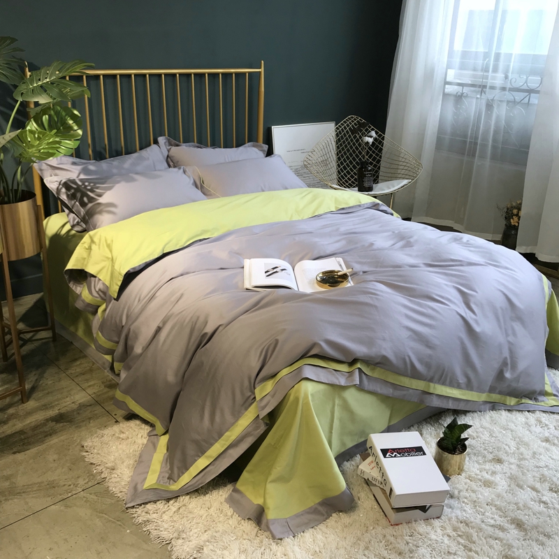 Màu đơn giản 60 bông dài chủ yếu cotton satin bốn mảnh đồng bằng quilt tấm trải giường khăn trải giường - Bộ đồ giường bốn mảnh chăn ga gối đệm