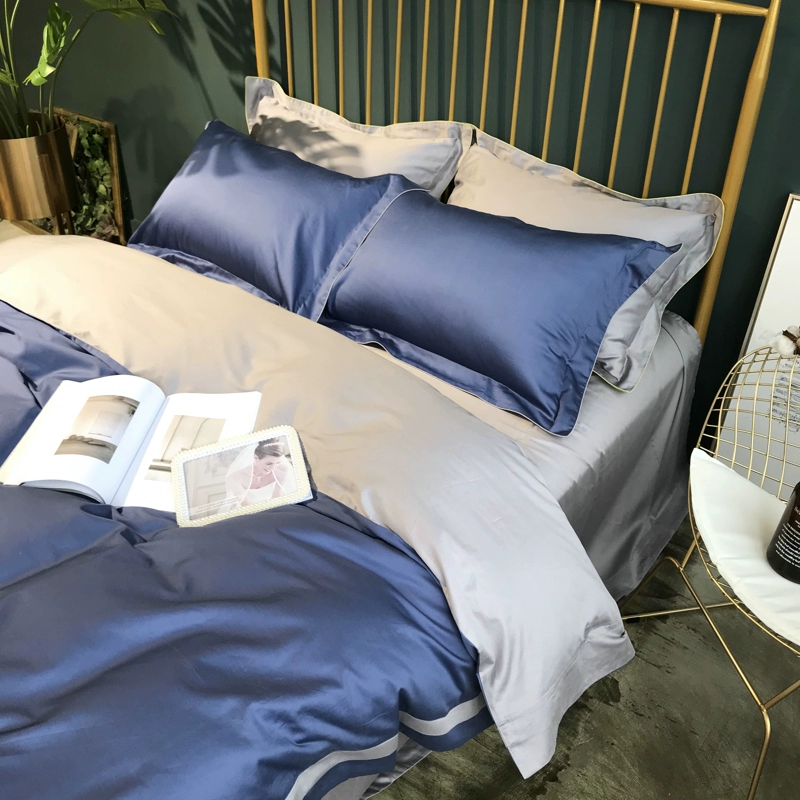 Màu đơn giản 60 bông dài chủ yếu cotton satin bốn mảnh đồng bằng quilt tấm trải giường khăn trải giường - Bộ đồ giường bốn mảnh