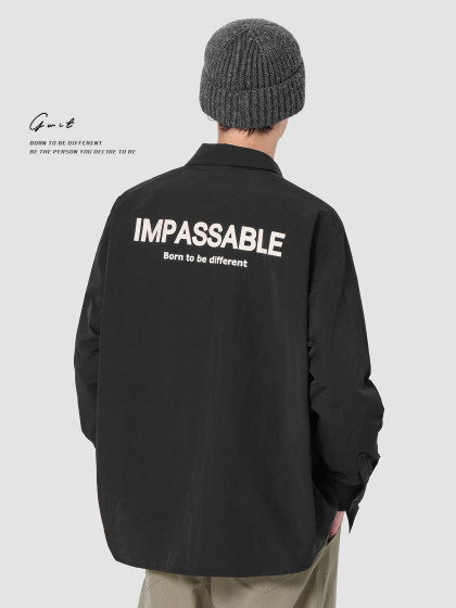 GWIT 美式复古上衣寸衫外套春秋长袖衬衣高街潮牌休闲工装衬衫男