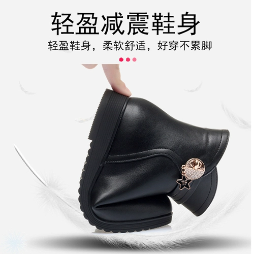 Нескользящие флисовые короткие сапоги для матери, ботинки, обувь, из натуральной кожи, для среднего возраста