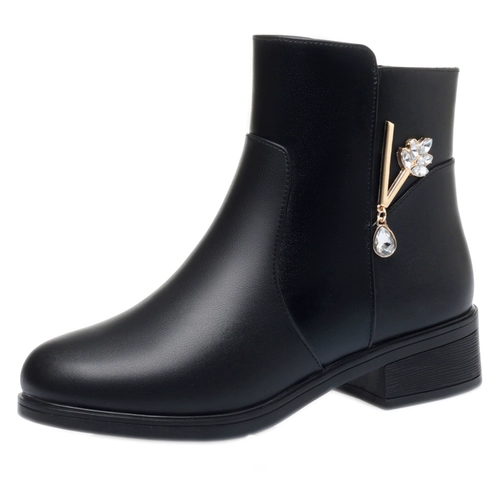 Флисовые туфли для матери, короткие сапоги, обувь для кожаной обуви, демисезонные ботинки, из натуральной кожи, мягкая подошва, для среднего возраста