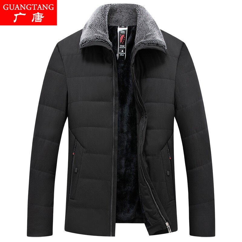 冬季衣服中年爸爸装棉衣男中老年人加厚棉袄男士翻领加绒外套棉服