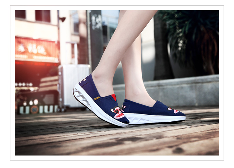 Cao cấp mồ hôi- thấm breathable rocking giày vải giày nữ Hàn Quốc phiên bản của thủy triều giày của phụ nữ dày- có đế thường cổ điển sọc giày