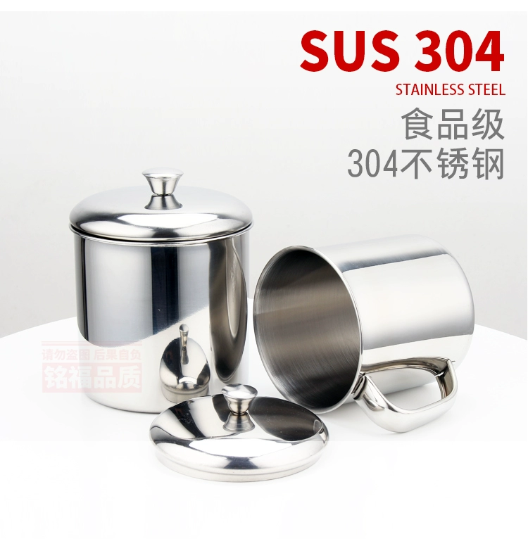 Dày 304 inox miệng cốc văn phòng cốc uống nước mẫu giáo cốc nước học sinh trẻ em tay cốc có nắp - Tách