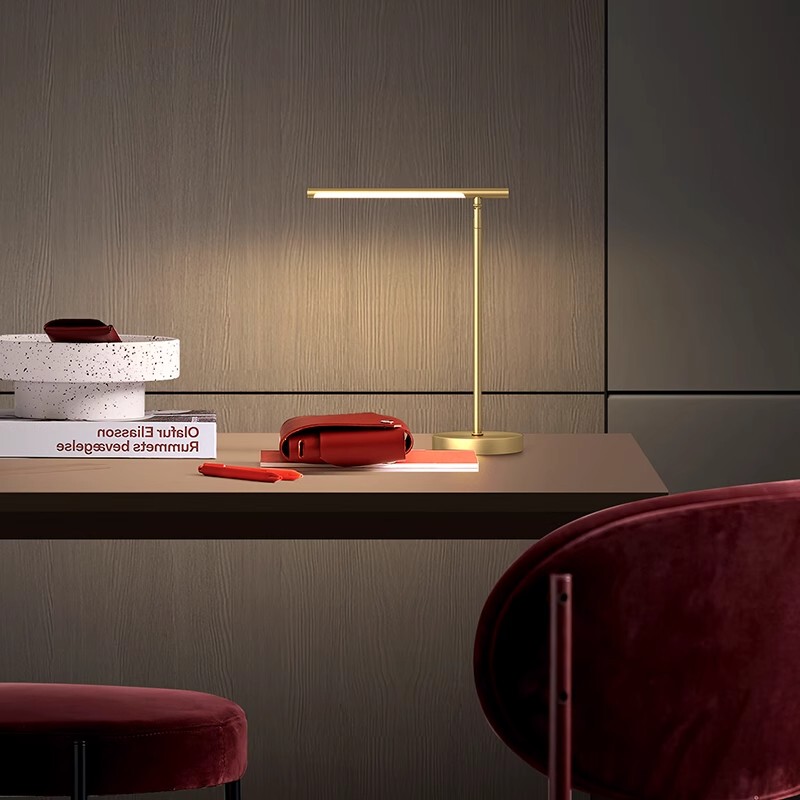 All-Copper Living Room Table Lamp, Office Desk, Bedroom, Modern Light Luxury, Simple Study, Adjustable Angle, Swing Arm Work Lamp