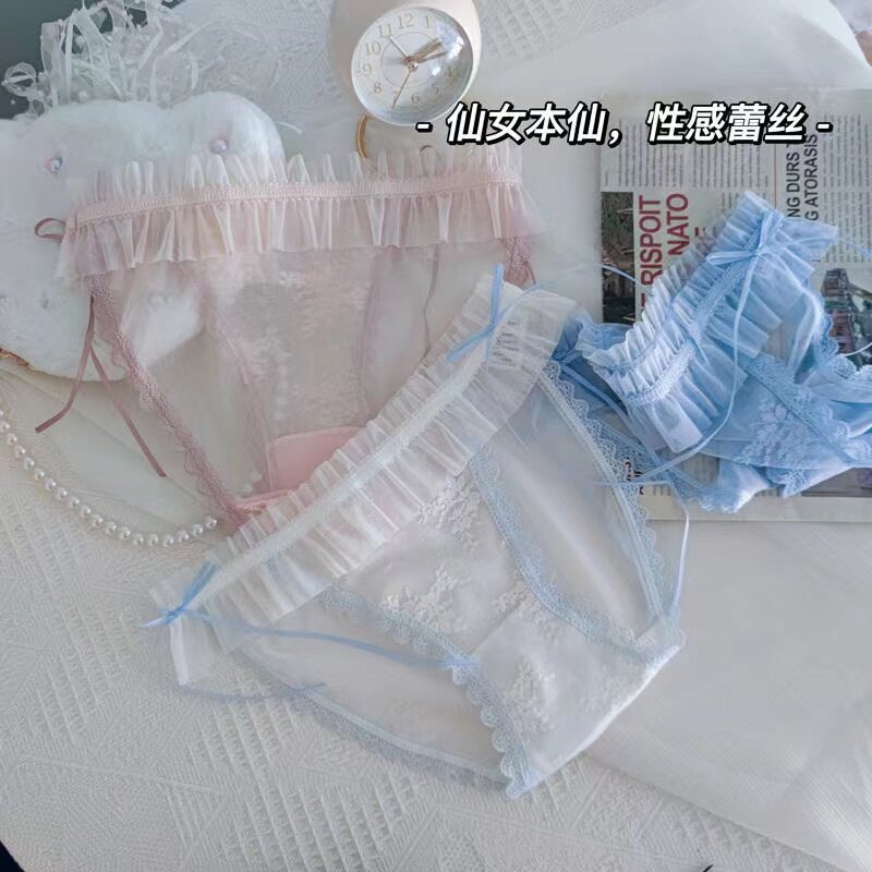 3 Dress New Pure Desire Underwear Women Pure Cotton Stalls Breathable Sweet web yarn Sexy Lace Girl Student Triangle Pants