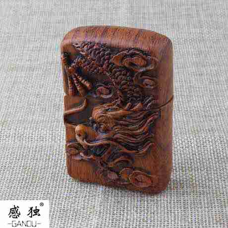 Imitation Wood High-end Kerosene Windproof Lighter Creative Wood Guan Dragon High Gear Gift Cigarettes