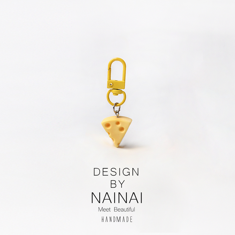 Cute Cheese Keychain Cute ins Pendant Cartoon Girl Sweet Simple Student Backpack Charm