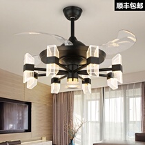  Variable frequency ceiling fan lamp Dining room Living room Bedroom with lamp fan chandelier Household integrated invisible fan lamp Light luxury Nordic