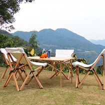 Outdoor Beech chair solid wood folding chair portable recliner leisure camping field light chair backrest stool