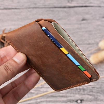 Handmade Crazy Horse Niu Pickup bag, simple bank card storage clip, new card case, creative wallet, genuine leather ultra-thin wallet