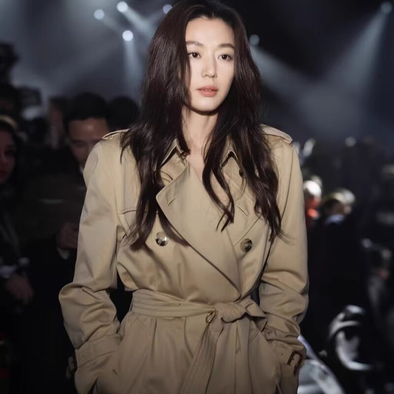 Women's Mid-Length Trench Coat 2026 Spring and Autumn New Style, Structured Shoulder, High-End British Style, Kensington, Petite Size, Designer Brand