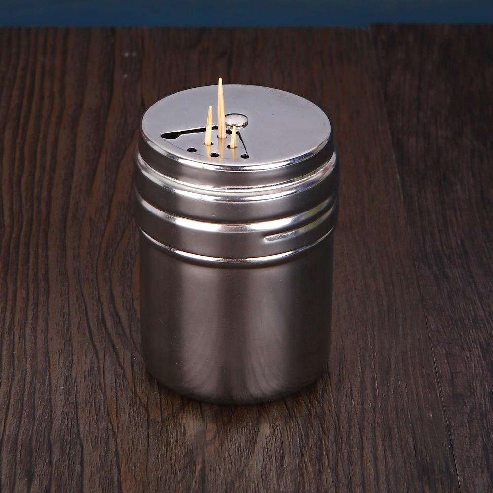 Stainless Steel Toothpick Cylinder Swivel With Lid Home Hotel Hotel Metal Toothpick Box Home Daily Spare Toothpick Box