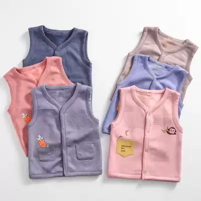 Children's cashmere vest autumn and winter New thick baby waistcoat shoulder baby Top Open warm vest 80-100