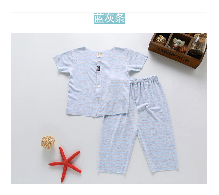 Đẹp trai hươu cotton bé quần áo trẻ em phần mỏng nửa tay áo mở quần phù hợp với nam giới và phụ nữ bé điều hòa không khí quần áo mùa hè quần áo